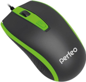 Мышь PERFEO PF-383-OP-B/GN(4929) Profil, USB, 1600dpi, 4 кнопки, чёрно-зелёная