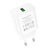 Адаптер BOROFONE BA72A USB, 3,0A, 18W, QC3.0, белый