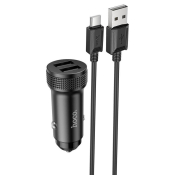 АЗУ HOCO Z49 2 USB, 2,4A, с кабелем Type-C, 12W, чёрный