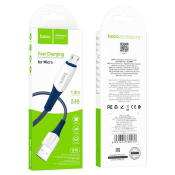 Кабель HOCO X70 MicroUSB, 1,0м, текстильный, синий