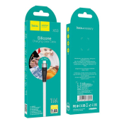 Кабель HOCO X53 MicroUSB, 1,0м, 2.4A, силикон, плоский, белый