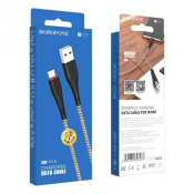 Кабель BOROFONE BX25 MicroUSB, 1,0м, тканевый, чёрно-золотой