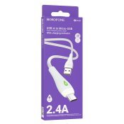 Кабель BOROFONE BX100 MicroUSB, 2,4A, в оплетке, с индикацией, 1,0м, серый