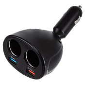 Разветвитель в авто WALKER WSC-31 (100W), 2 гнезда + 2 USB, 18W, QC3.0, 3.1A, с дисплеем