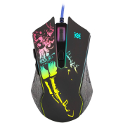 Мышь DEFENDER Sin'Sister GM-933, USB, 7200dpi, игровая, с подсветкой, 6 кнопок, черная + коврик