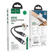 Кабель HOCO  U95 Type-C - Type-C, 1,5м, 3.0A, PD60W, нейлон, черный