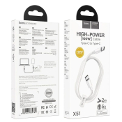 Кабель HOCO X51 Type-C - Type-C, 2,0м, 5A, белый