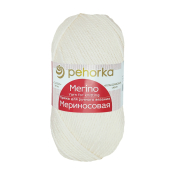 Мериносовая  (50% меринос+50% акрил) 100гр. 200м №001 белый