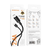 Кабель BOROFONE BX111 MicroUSB, 2,4A, 1,0м, чёрный