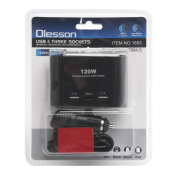 Разветвитель в авто Olesson 1653 (120W), 3 гнезда + 2 USB + 1 Type-C