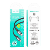 Кабель HOCO X102 Type-C - Type-C, 1,0м, PD60W, 3,0A, текстильный, чёрный