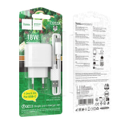Адаптер HOCO CS52A USB, 3,0A, 18W, QC3.0, с кабелем Type-C, белый