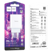 Адаптер HOCO  C97A USB + Type-C, 3,0A, 18W, QC3.0, PD20W, белый