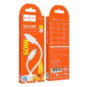 Кабель HOCO X122 Type-C - Type-C, 1,0м, PD60W, 3,0A, силикон, белый Кабель HOCO X122 Type-C - Type-C, 1,0м, PD60W, 3,0A, силикон, белый