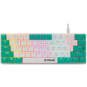 Клавиатура DEFENDER Zane GK-089, игровая, механическая, мультимедийная, подсветка, мини,бело-зеленая