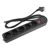Сетевой фильтр PERFEO Real Power 5 розеток, 16A, 3500W, 3,0м, чёрный