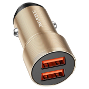 АЗУ BOROFONE BZ19 2 USB, 2,4A, металл. корпус, золотой