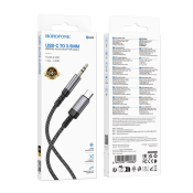 Кабель AUX BOROFONE BL24 Jack3,5 - Type-C, M-M, 1,0м, нейлон, серый