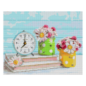 АМ-144 Алмазная мозаика Lori 40х50 "Часы и цветы"