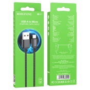 Кабель BOROFONE BX87 MicroUSB, в оплетке, 1,0м, чёрный