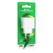 Адаптер BOROFONE BAS12A USB, 3,0A, 18W, QC3.0, белый