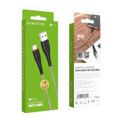 Кабель BOROFONE BX25 Lightning, 1,0м, тканевый, чёрно-золотой