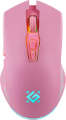 Мышь DEFENDER Pandora GM-502 беспроводная, USB, 3200dpi, игровая, 7 кнопок, бесшумная, розовая