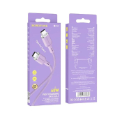 Кабель BOROFONE BX90 Type-C - Type-C, PD60W, QC3.0, 3,0A, в оплетке, 1,0м, фиолетовый