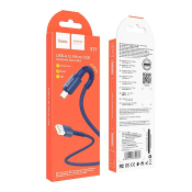Кабель HOCO X71 MicroUSB, 1,0м, текстильный, синий