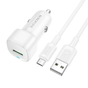 АЗУ BOROFONE BZ34 1 USB, 3,0A, QC3.0, 18W, с кабелем MicroUSB, белый