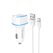 АЗУ BOROFONE BZ14 2 USB, 2,4A, с кабелем MicroUSB, белый