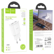 Адаптер HOCO  C88A 2 USB, 2,4A, 12W, белый