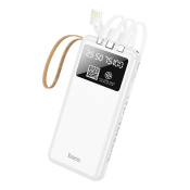Пауэр банк HOCO DK6-A7 10000mAh, 4 кабеля, дисплей, белый