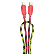 Кабель HOCO X116 Type-C - Type-C, 1,0м, PD60W, 3,0A, ткань+нейлон, красный (пакет)