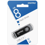 Флеш-карта SMARTBUY  8GB Twist, USB 2.0, чёрная