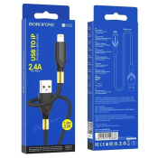 Кабель BOROFONE BX92 Lightning, в оплетке, 1,0м, черный