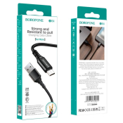 Кабель BOROFONE BX54 MicroUSB, 1,0м, тканевый, чёрный