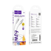 Кабель HOCO X99 Type-C - Type-C, 1,0м, 3,0A, прозрачный силикон, серый