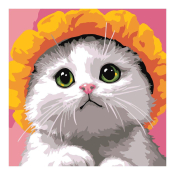 Ркн-145 Картина по номерам Lori для малышей картон 20х20 "Котик в шляпе"