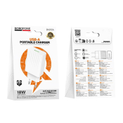 Адаптер BOROFONE BAS72A USB, 3,0A, 18W, QC 3.0, белый