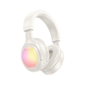 Наушники HOCO W48 Bluetooth 5.3, беспроводные, полноразмерные, с микрофоном, с подсветкой, белые