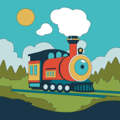 Рхд-007 Картина по номерам Lori на холсте 20х20 детская "Паровоз"