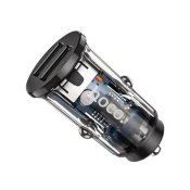АЗУ HOCO DZ3 2 USB, 3,0A, прозрачный ,чёрный