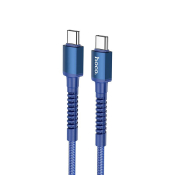 Кабель HOCO X71 Type-C - Type-C, PD60W, 3,0A, 1,0м, текстильный, синий