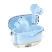 Наушники HOCO EW54 TWS Bluetooth 5.3, беспроводные, внутриканальные, прозрачный кейс, голубые