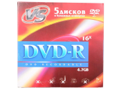 VS DVD-R, 16x, бумажный конверт уп.5 шт