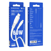 Кабель BOROFONE BX85 Type-C - Type-C, PD60W, 3,0A, 1,0м, плоский, белый