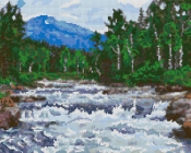 АМ-130 Алмазная мозаика Lori 40х50 "Лесной водопад"