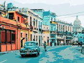 Рх-041 Картина по номерам Lori на холсте 30х40 "Колоритная Гавана"