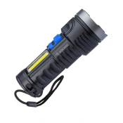 Фонарь Космос KOS115Lit 1св/д,(лит.аккум.1,2Ah) 3W+3W,120/130lm,120м, индикатор заряда, USB, чёрный